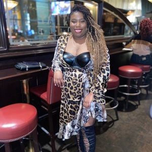 Leopard , snake skin asymmetrical wrap dress